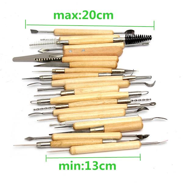 22pcs Stainless Steel Clay Pottery Sculpture Tool Wooden Handle - photo 8