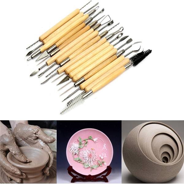 22pcs Stainless Steel Clay Pottery Sculpture Tool Wooden Handle - photo 10