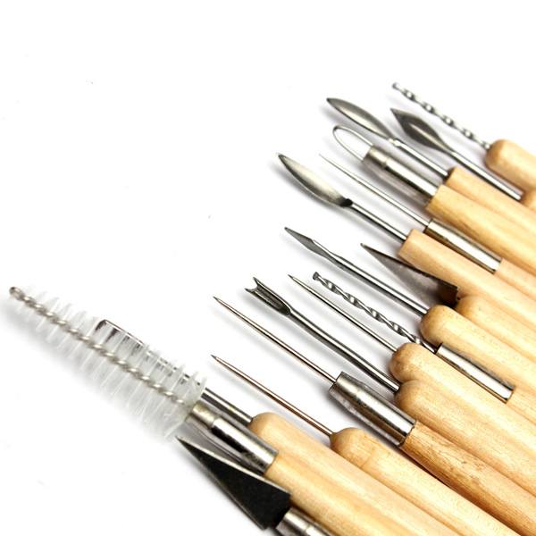22pcs Stainless Steel Clay Pottery Sculpture Tool Wooden Handle - photo 3