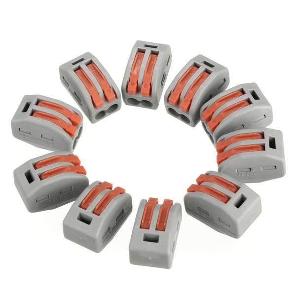 10pcs Spring Lever Push Fit Reuseable Cable 2 Wire Pole Insulating Material - photo 2