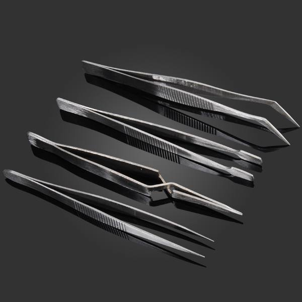 4 Pcs/Kit Mini Portable Silver White Different Shapes BGA Tweezers - photo 3