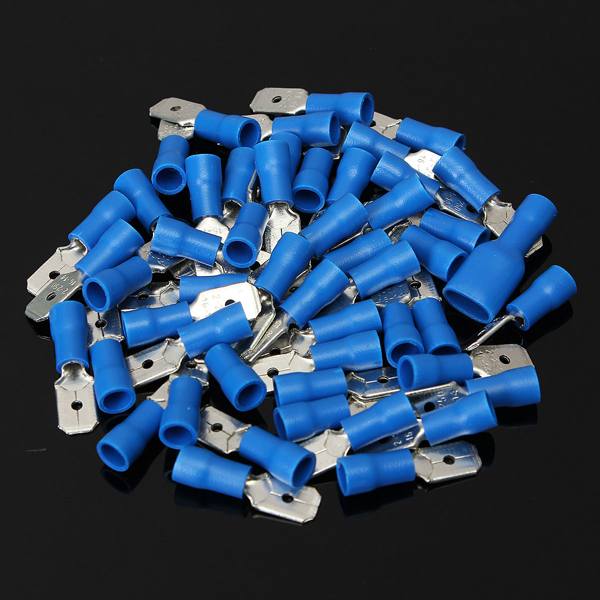 100pcs Male + Female Blue Semi Insulated Spade Crimp Connectors - photo 4