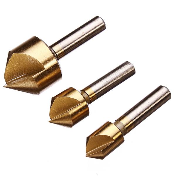 3pcs Single Flute 90 Degree Edge Chamfer Set Countersink Drill Bit - photo 3