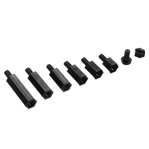 180pcs M3 Nylon Black M-F Hex Spacers Screw Nut Assortment Kit - photo 4