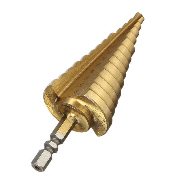 Drillpro 6-35MM Titanium Coated Step Cone Drill Bit HSS 13 Steps Hex Shank - photo 4