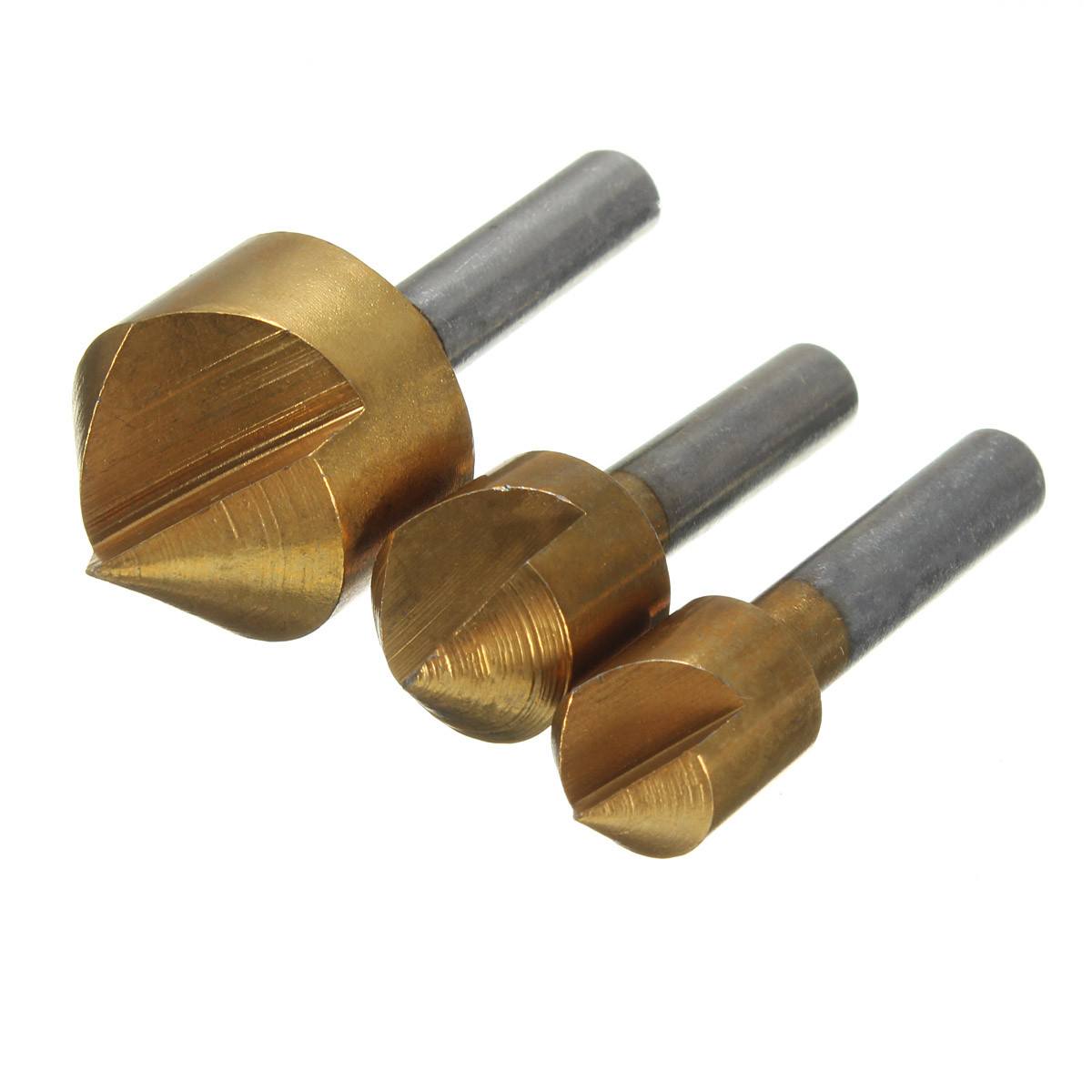 3pcs Countersink Deburring Bits Single Chamfering Drill 3/8 1/2  3/4 Inch - photo 2