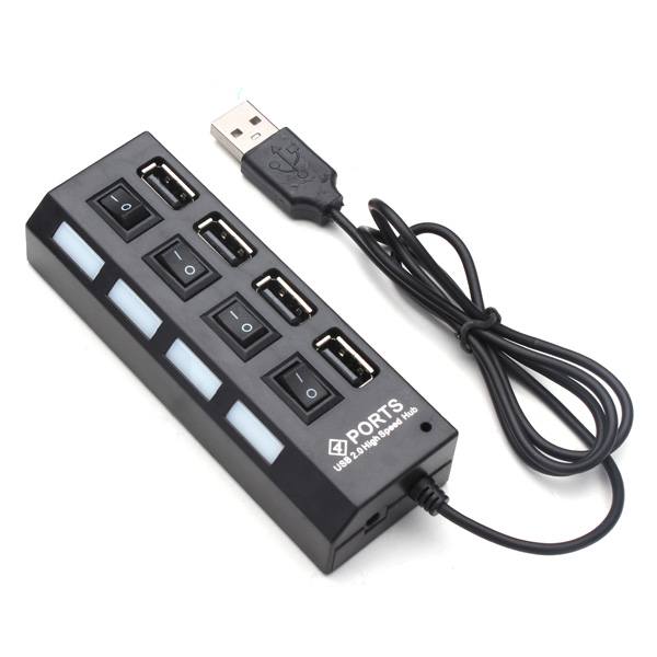 4 Port USB 2.0 Hub High Speed Mini USB Hub Adapter With LED Indicator For Phones - photo 1