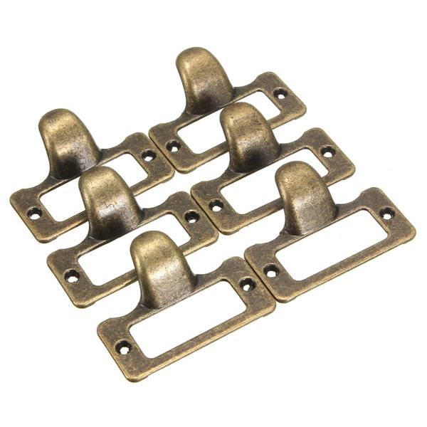 6pcs Antique Brass Drawer Label Pull Cabinet Frame Handle File Name Card Holder - photo 3
