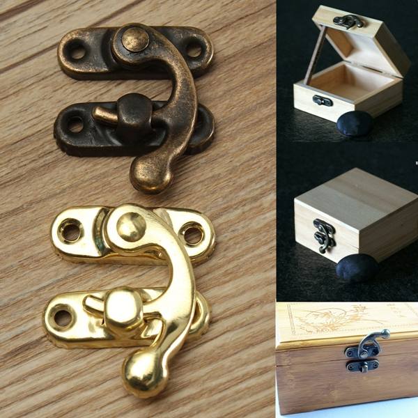 12pcs Antique Decorative Jewelry Gift Wooden Box Hasp Latch Lock With Screw - photo 1