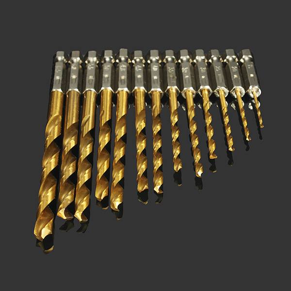 Drillpro DB-T2 13pcs 1.5-6.5mm HSS Titanium Coated 1/4 Inch Hex Shank Twist Drill Bit Set - photo 7