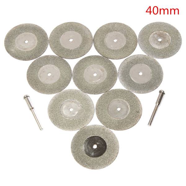 10pcs 40mm Diamond Grinding Wheel Cutting Disc with 2 Mandrels for Dremel Rotary Tool - photo 1