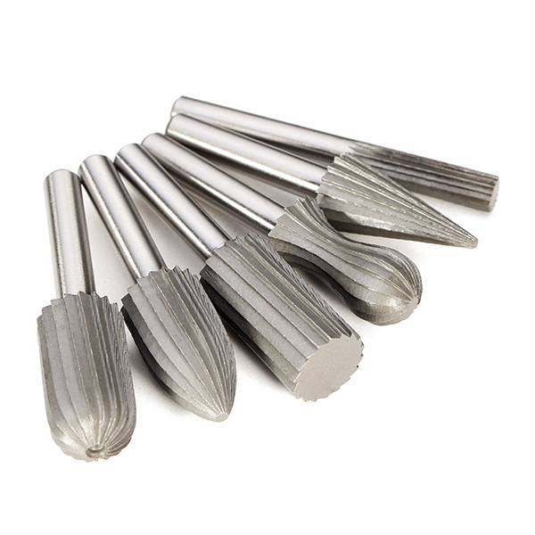 Drillpro 6pcs 6mm Shank Tungsten Steel Rotary File Cutter Engraving Grinding Bit For Rotary Tools - photo 1