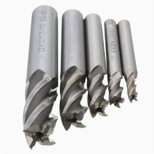 Drillpro DB-M2 5pcs 4/6/8/10/12mm 4 Flute End Mill Cutter HSS Straight Shank Drill Bits - photo 5