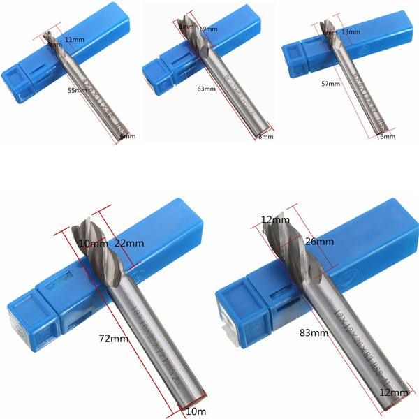 Drillpro DB-M2 5pcs 4/6/8/10/12mm 4 Flute End Mill Cutter HSS Straight Shank Drill Bits - photo 7