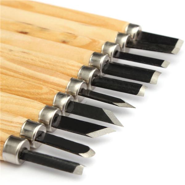 10pcs Wood Carving Chisel Set High Carbon Steel with Wooden Handle - photo 3