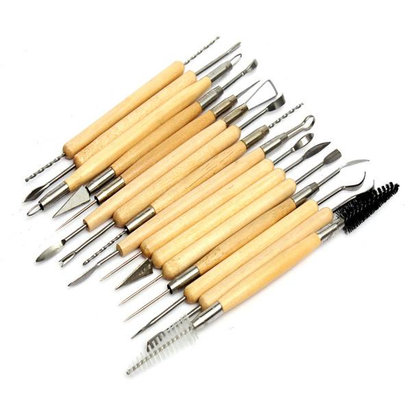22pcs Stainless Steel Clay Pottery Sculpture Tool Wooden Handle - photo 1
